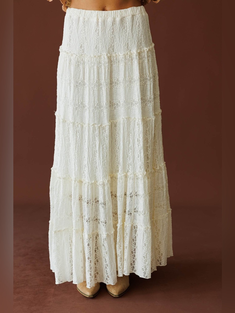 Promesa Tiered Lace Maxi Skirt